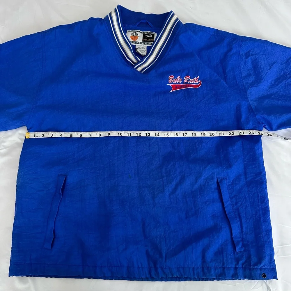 Vintage 90s Shoot The Rock Pullover Windbreaker Babe Ruth Baseball Blue Large‎